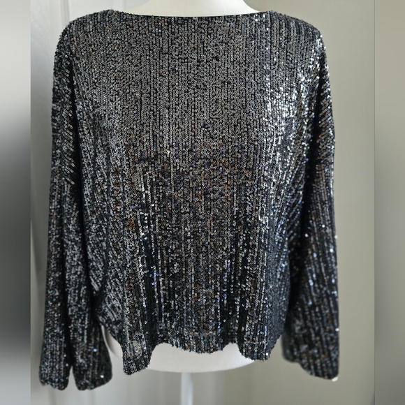 cupcakes & cashmere Tops - Elegant Black Sequin Women's Top Sz. Medium Cupcake & Cashmere